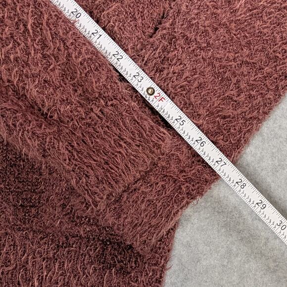 Ivy & Main Sweater L Pink Fuzzy Soft Knit Long Sleeve Open Back Round Neck Chic - Picture 11 of 13